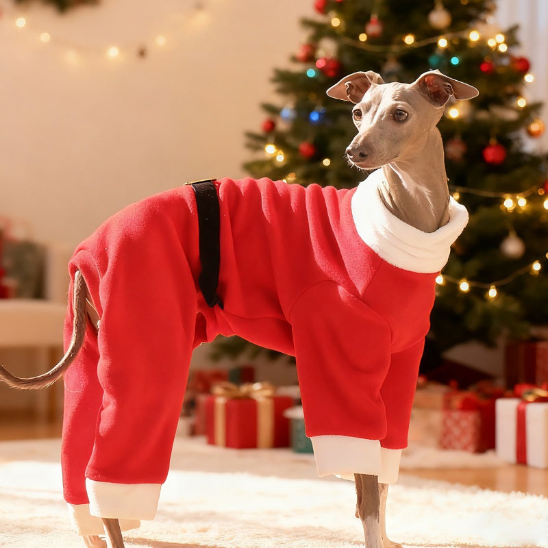 Christmas Red Four-Leg Onesie Italian Greyhound Whippet Dog Clothing