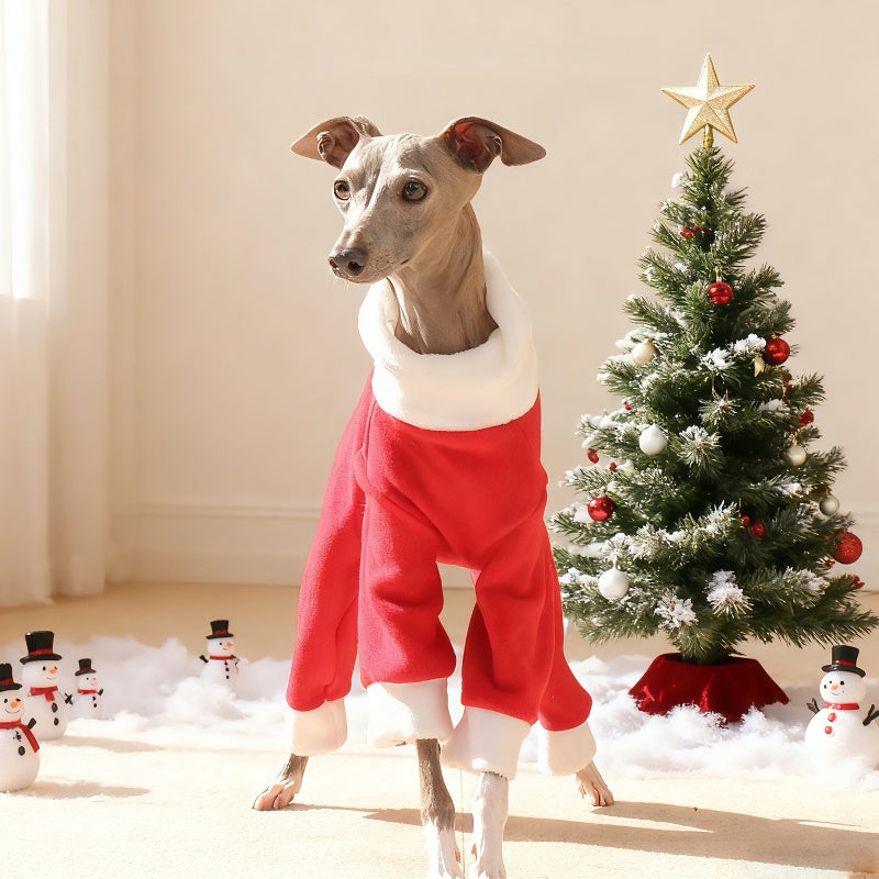 Christmas Red Four-Leg Onesie Italian Greyhound Whippet Dog Clothing