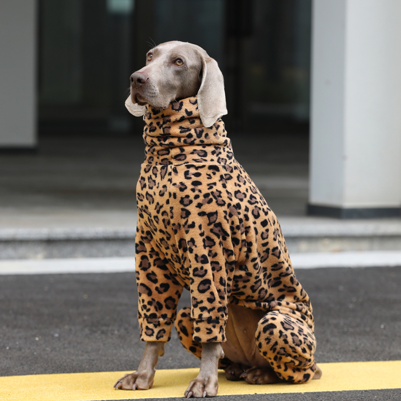 Fleece Winter Onesies for Big Dogs Leopard Print Warm Clothes