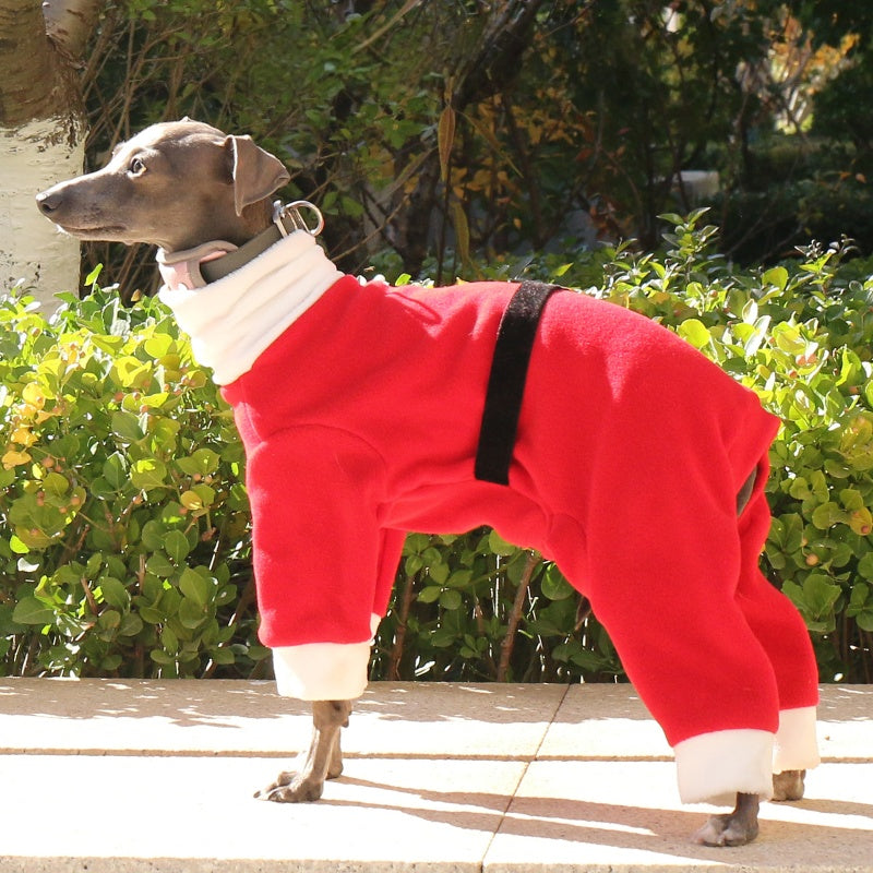Christmas Red Four-Leg Onesie Italian Greyhound Whippet Dog Clothing