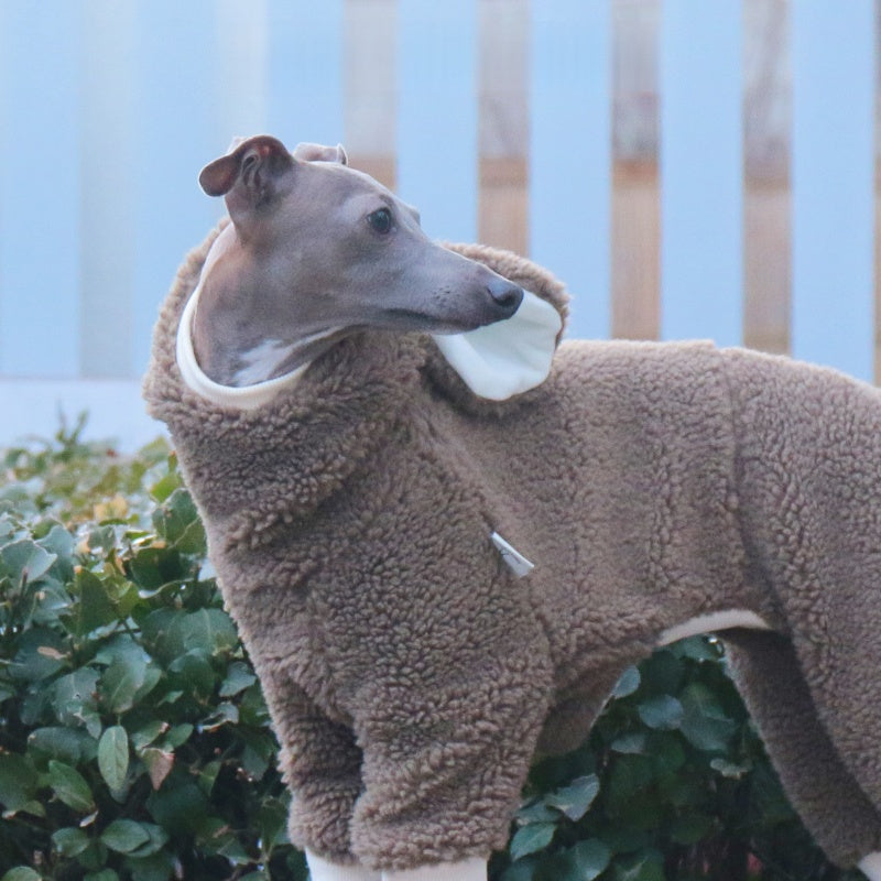 Warm Fleece Onesies Jumpsuit with Bunny Hood Italian Greyhound & Whippet Winter Outfit