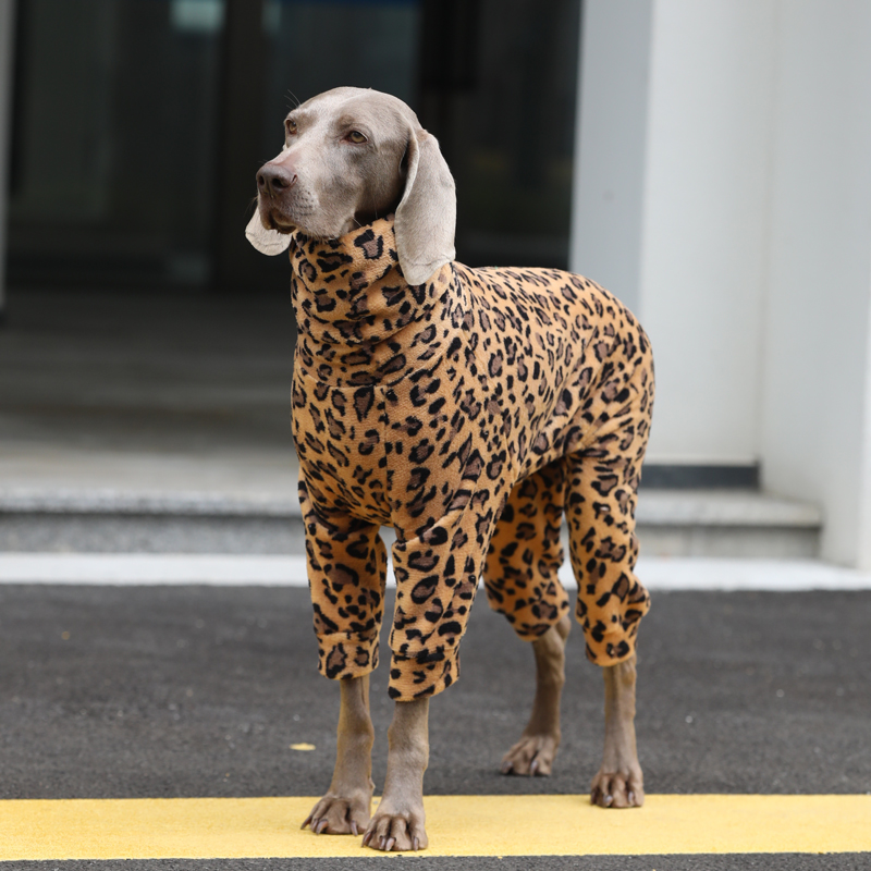 Fleece Winter Onesies for Big Dogs Leopard Print Warm Clothes