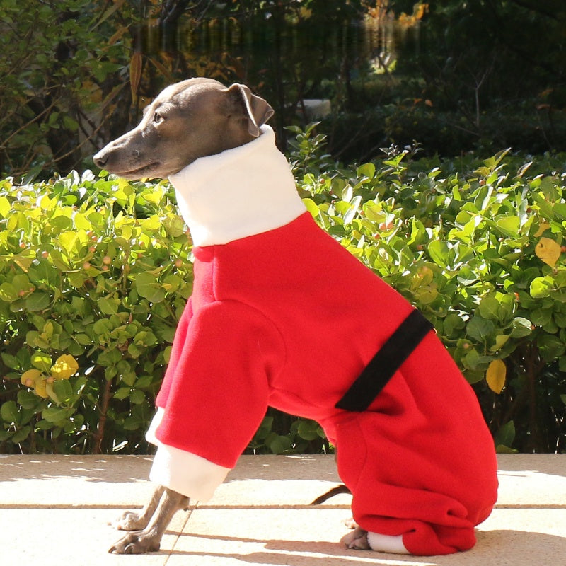 Christmas Red Four-Leg Onesie Italian Greyhound Whippet Dog Clothing