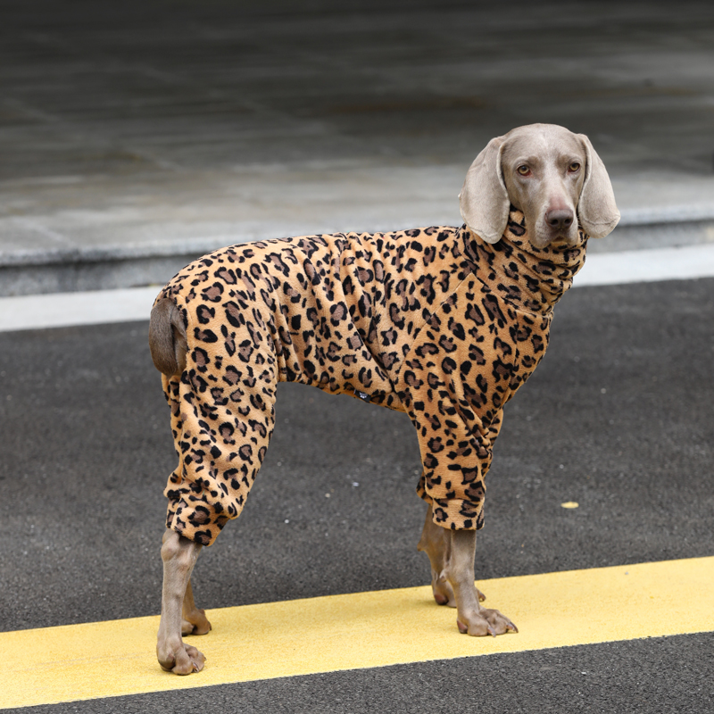 Fleece Winter Onesies for Big Dogs Leopard Print Warm Clothes