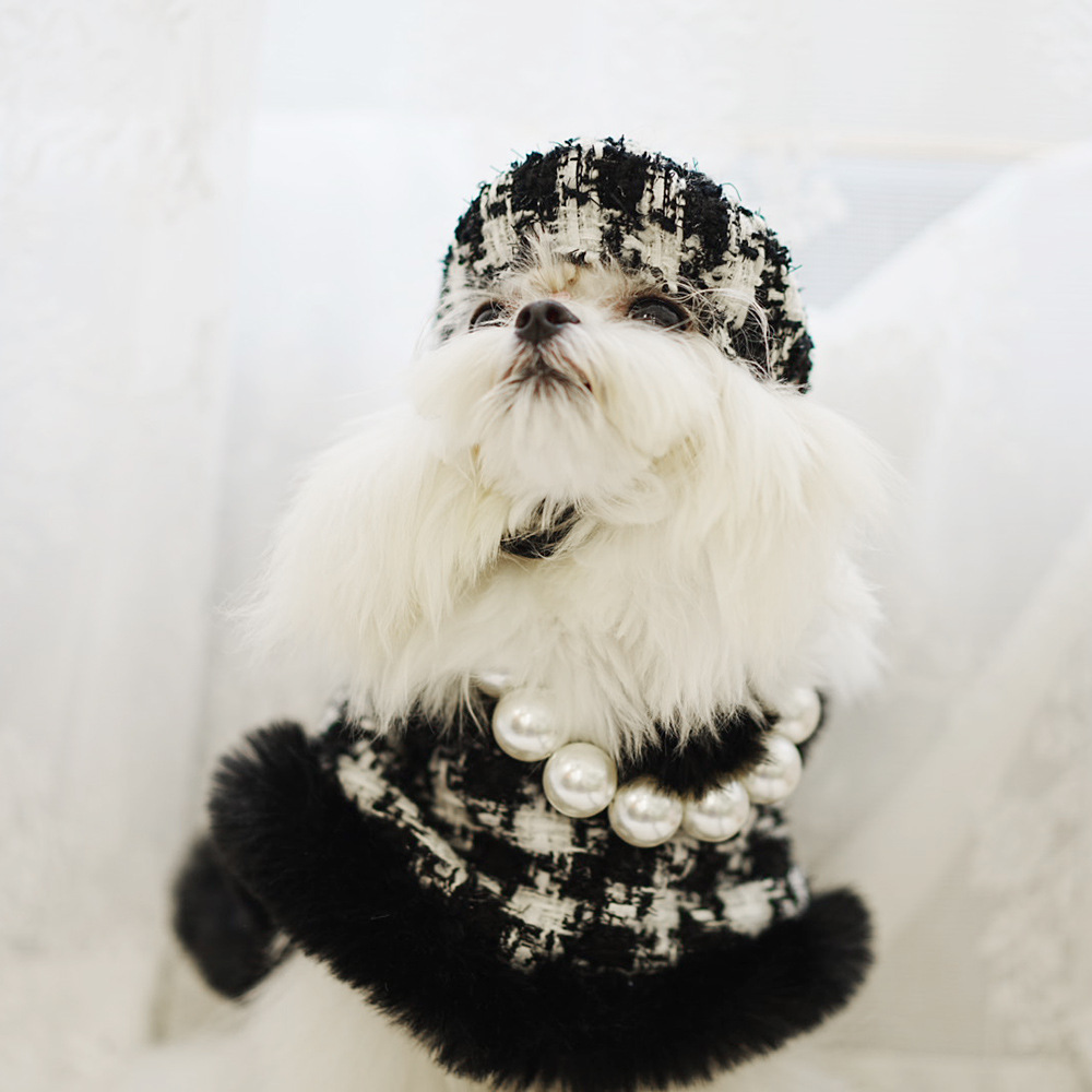 Chic Tweed Dog Christmas Cape