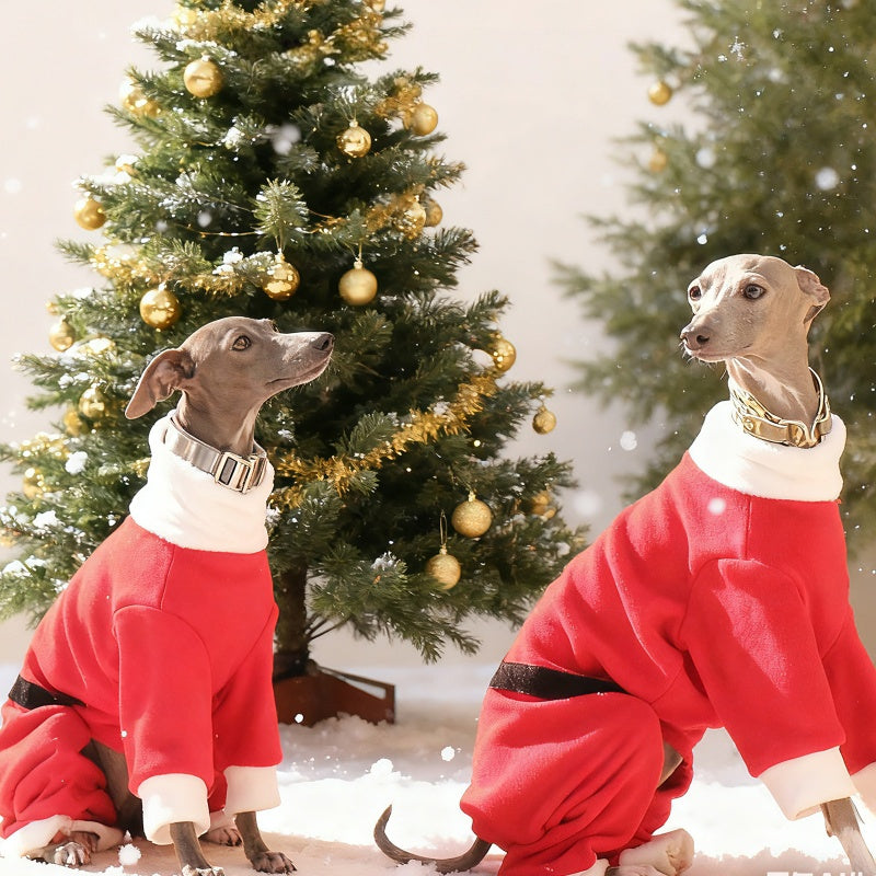 Christmas Red Four-Leg Onesie Italian Greyhound Whippet Dog Clothing