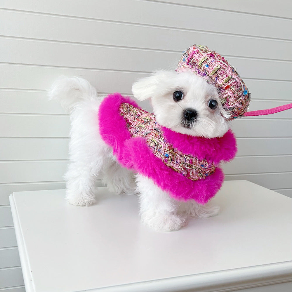 Chic Tweed Dog Christmas Cape