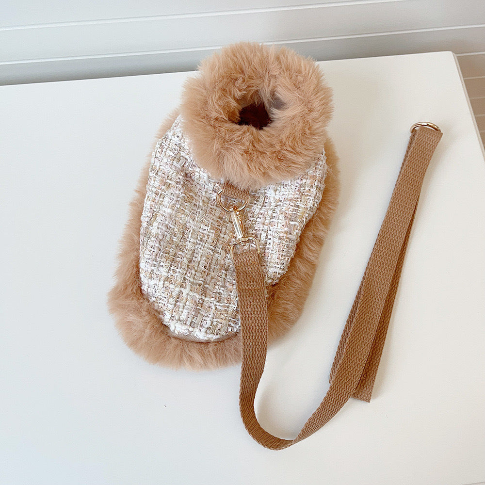 Chic Tweed Dog Christmas Cape