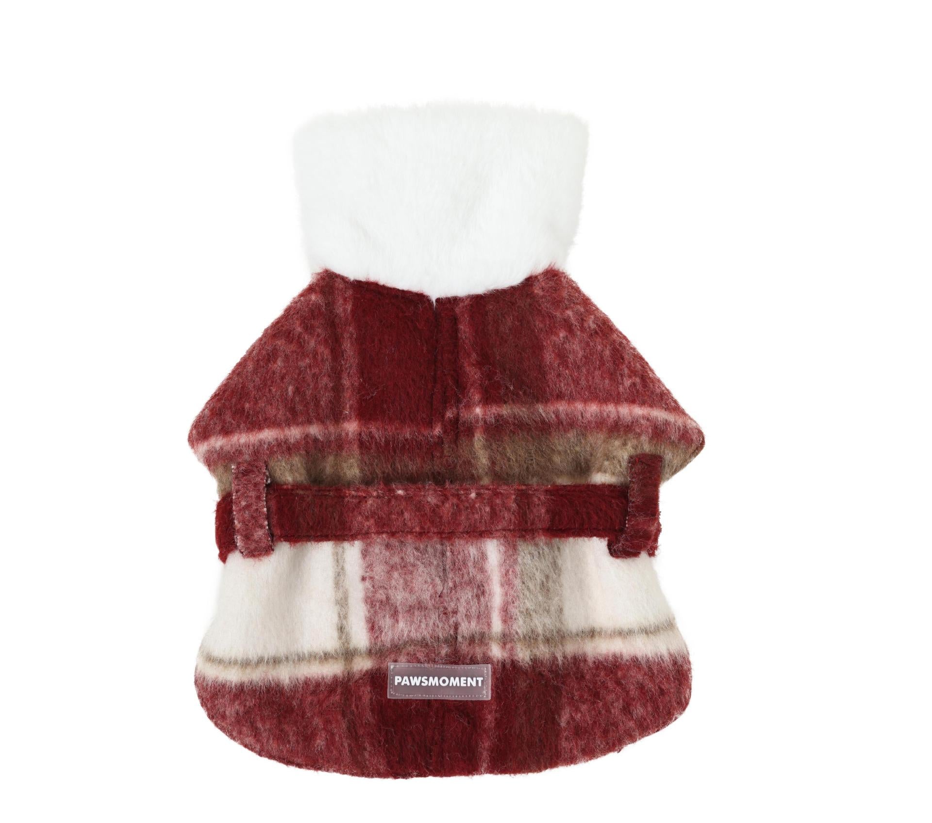 Red Plaid Wool Dog Christmas Cape