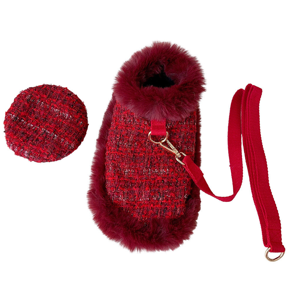 Chic Tweed Dog Christmas Cape