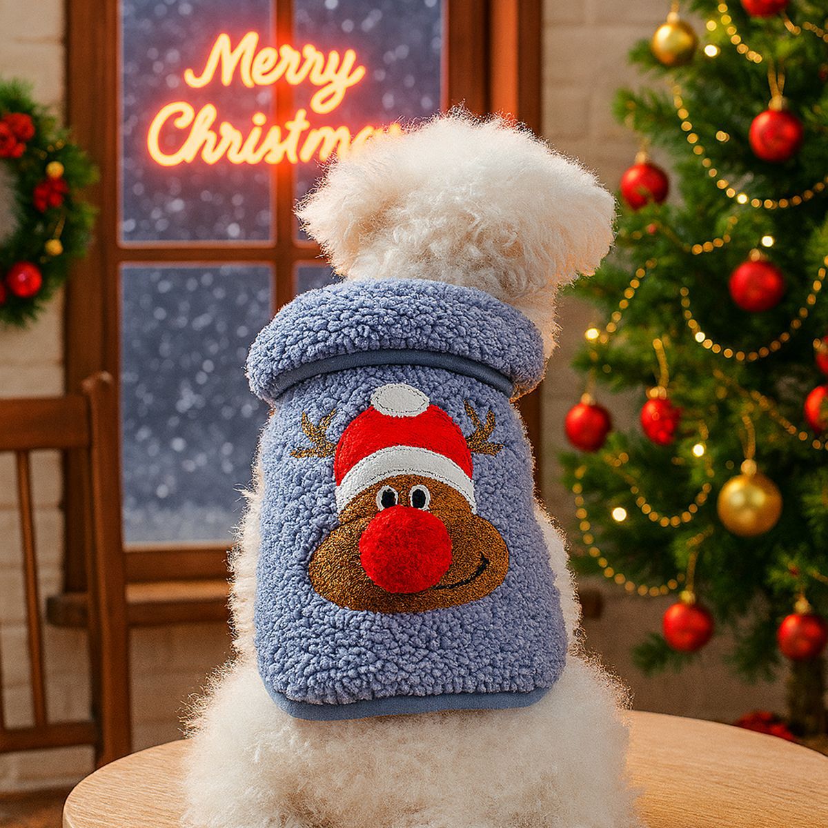 Gray Christmas Reindeer Hoodie