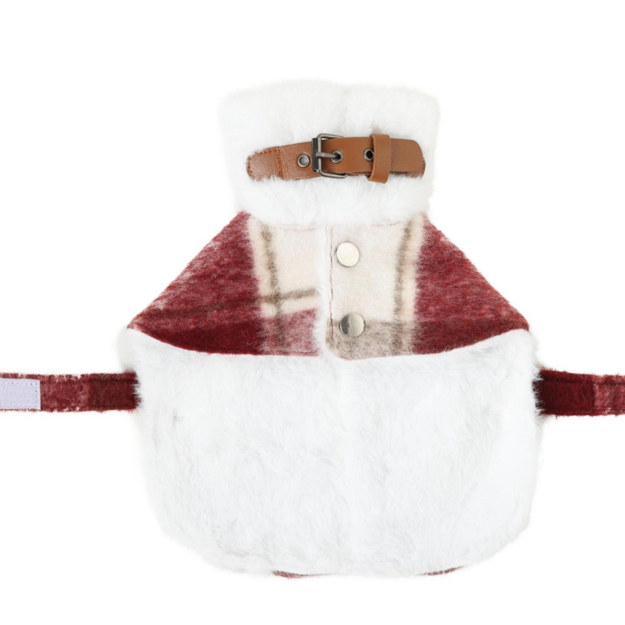 Red Plaid Wool Dog Christmas Cape