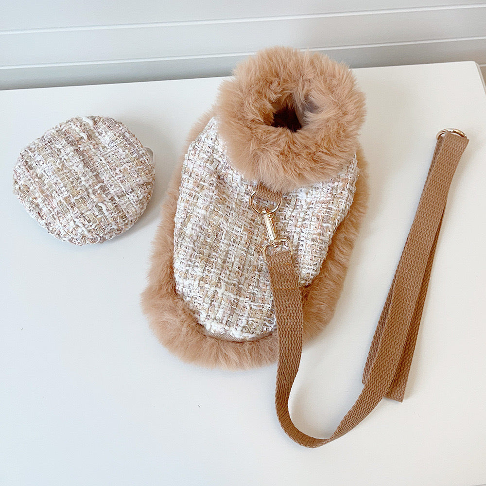 Chic Tweed Dog Christmas Cape