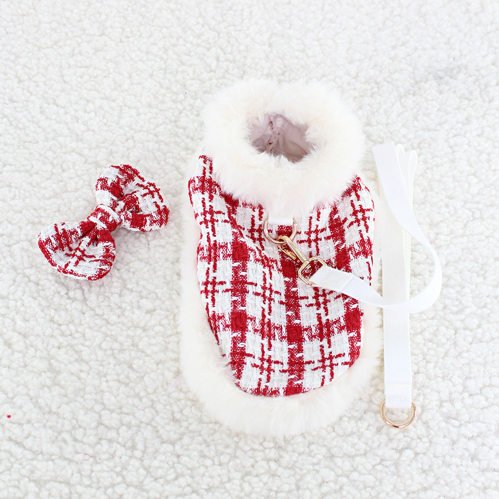 Chic Tweed Dog Christmas Cape