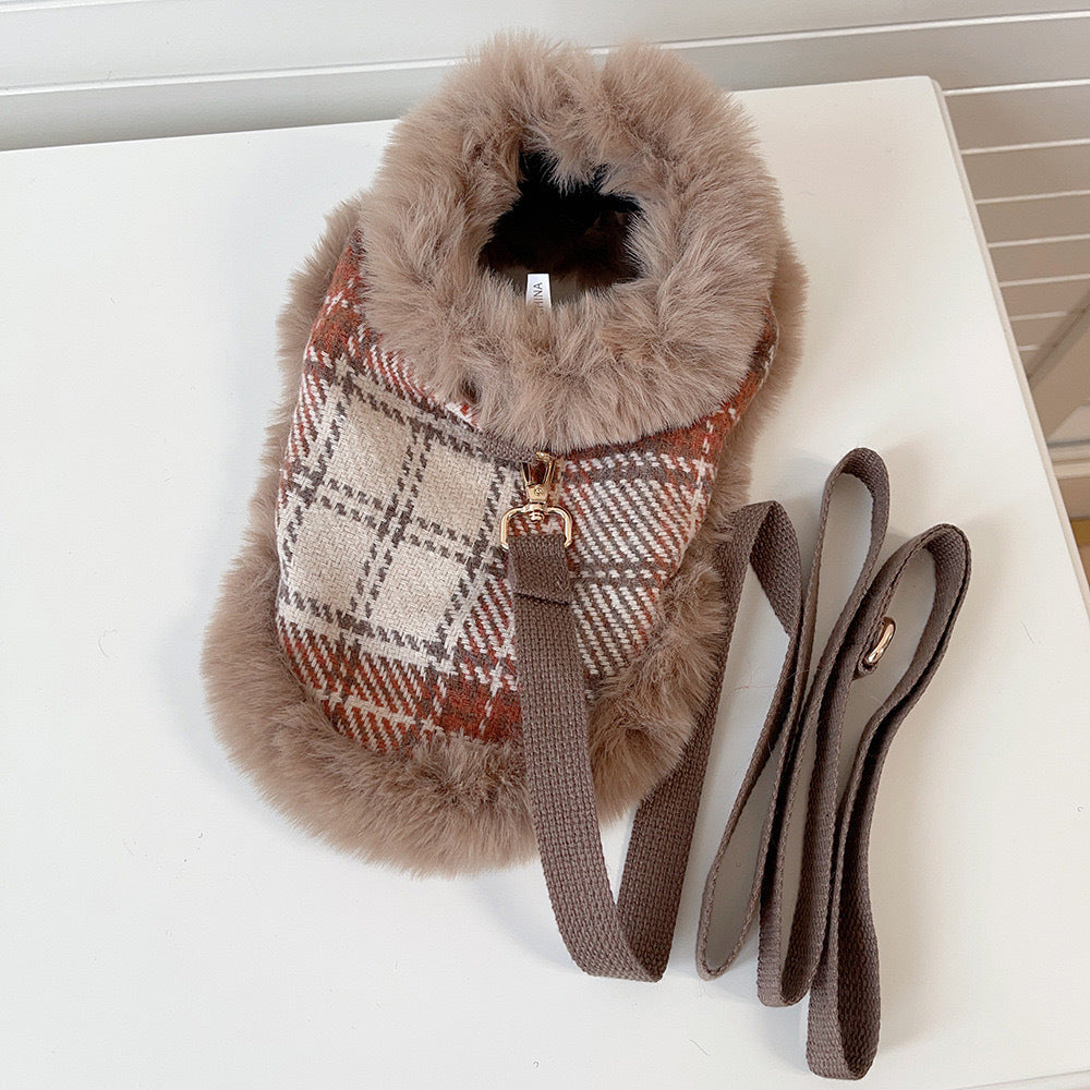 Chic Tweed Dog Christmas Cape