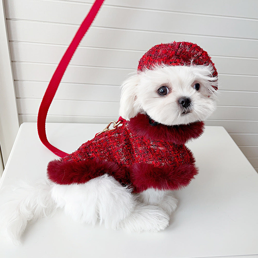 Chic Tweed Dog Christmas Cape