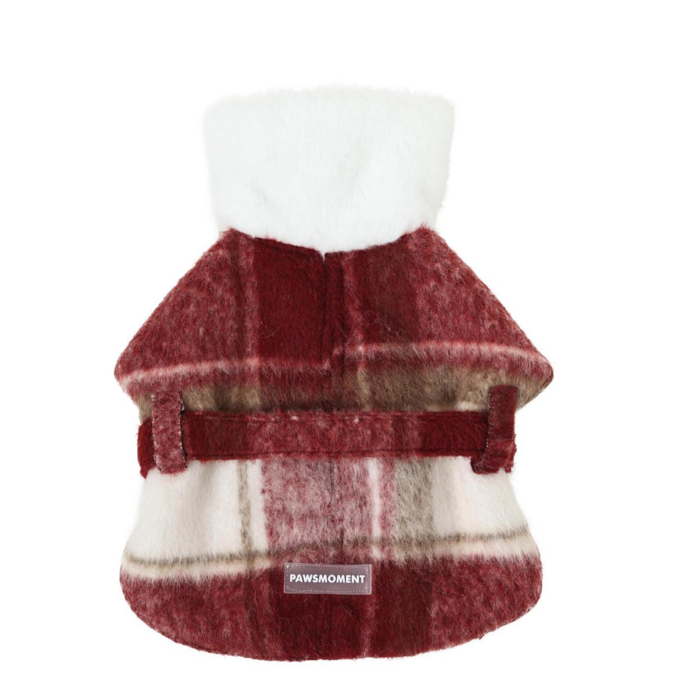 Red Plaid Wool Dog Christmas Cape