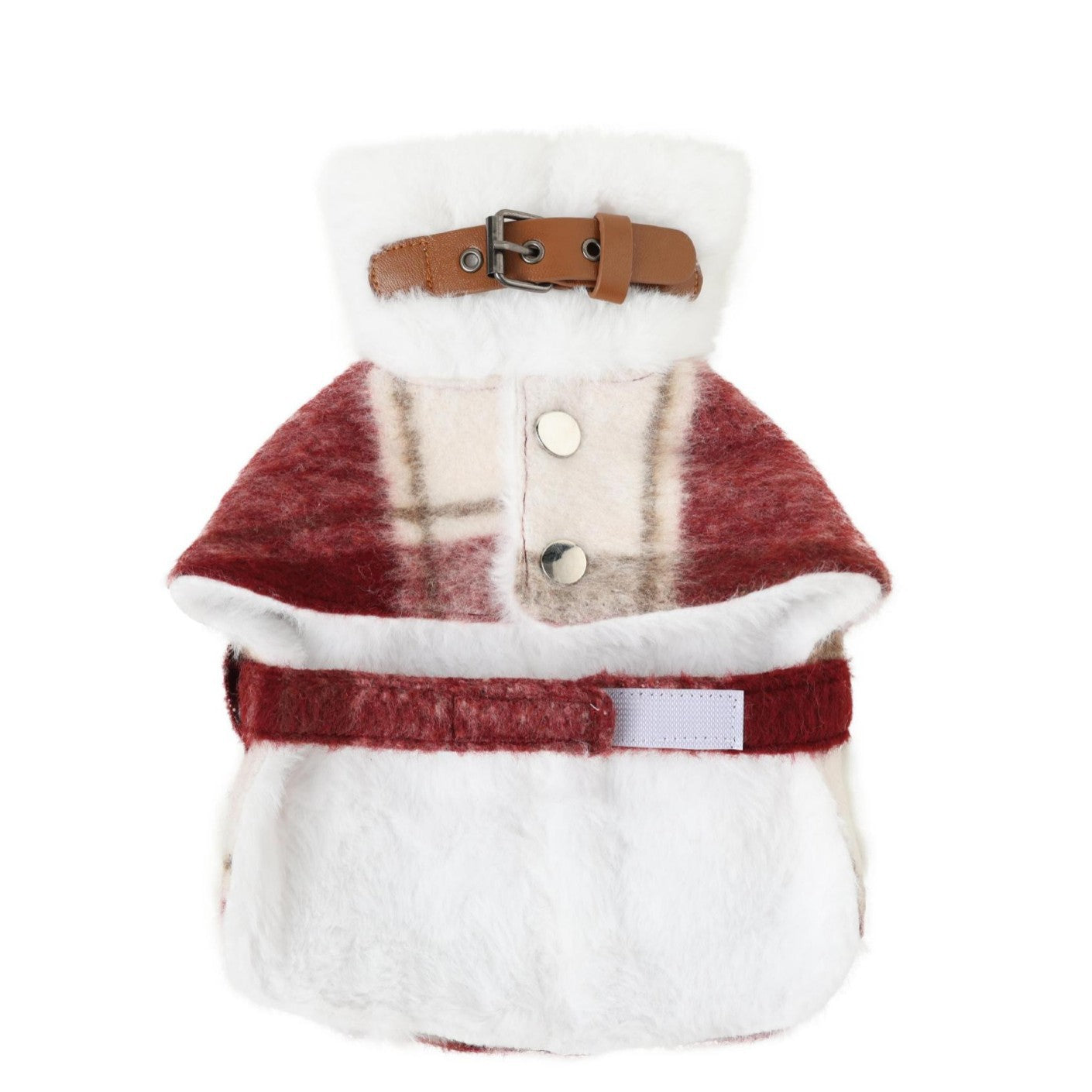 Red Plaid Wool Dog Christmas Cape