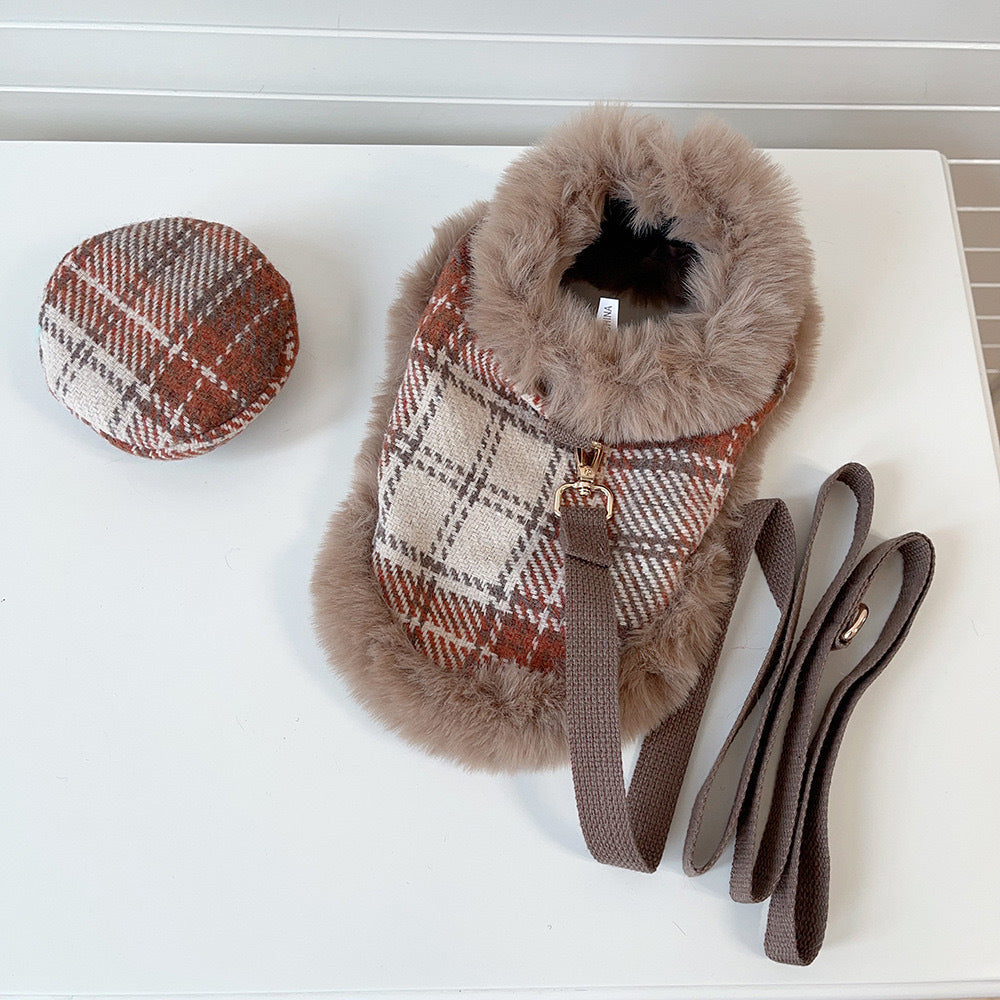 Chic Tweed Dog Christmas Cape