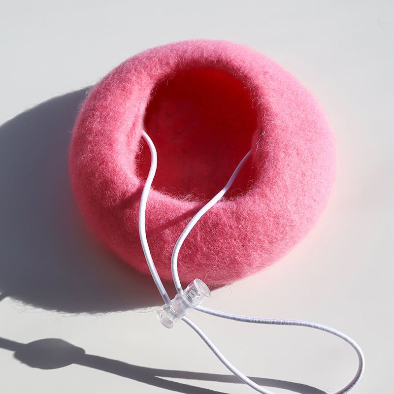 Adjustable Felt Dog Beret Hat