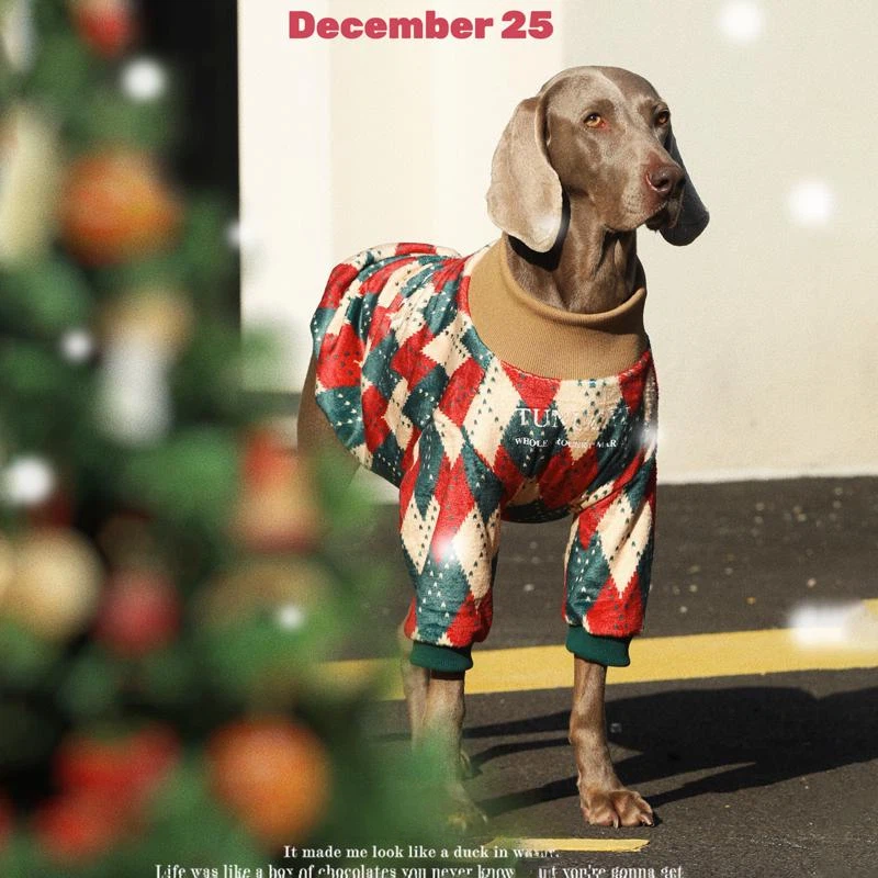 Christmas Big Dog Sweatshirts Diamond Patterned