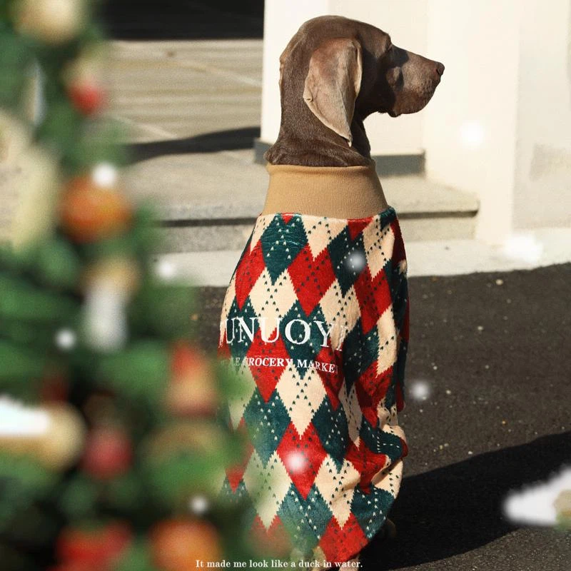 Christmas Big Dog Sweatshirts Diamond Patterned