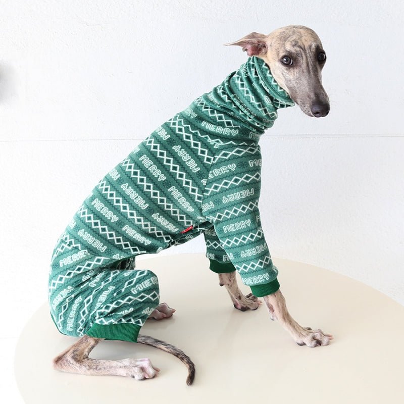 Christmas Green Onesie for Italian Greyhound Whippet Dog Clothes