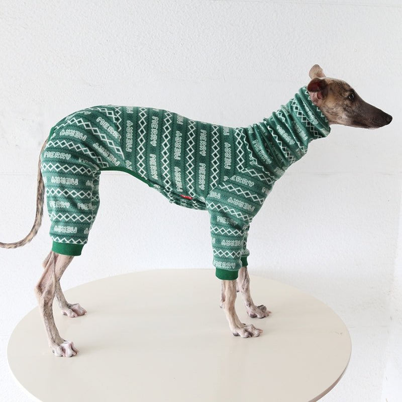 Christmas Green Onesie for Italian Greyhound Whippet Dog Clothes - Pawlyboo