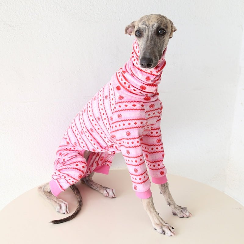 Christmas Pink Onesie for Italian Greyhound Whippet Dog Clothes