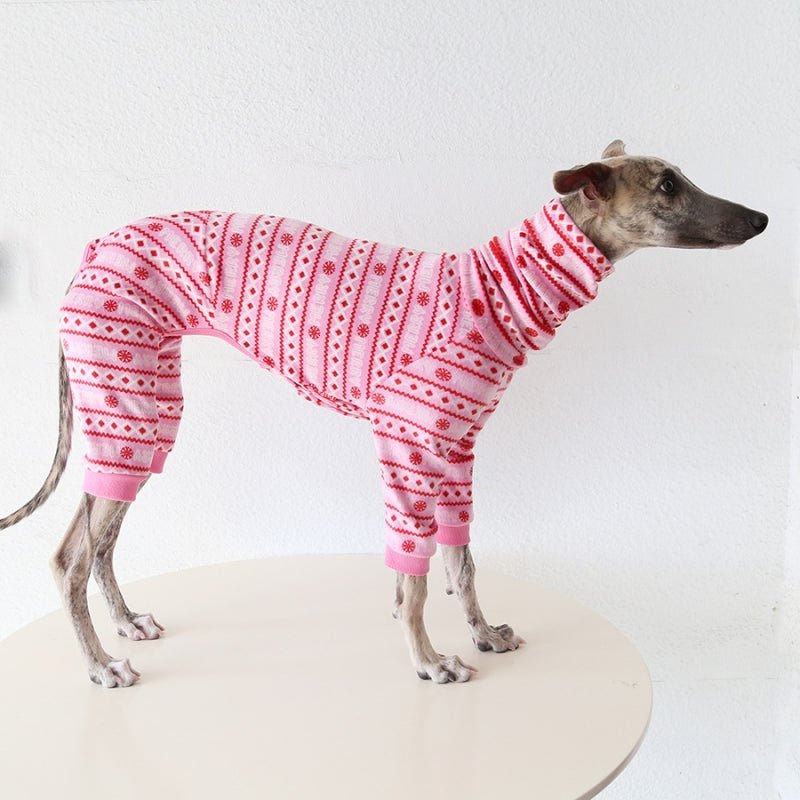 Christmas Pink Onesie for Italian Greyhound Whippet Dog Clothes - Pawlyboo