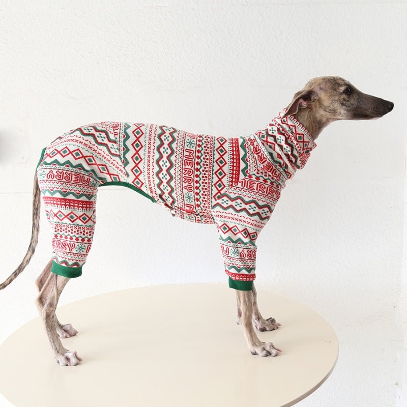 Christmas Red Onesie for Italian Greyhound Whippet Dog Clothes - Pawlyboo