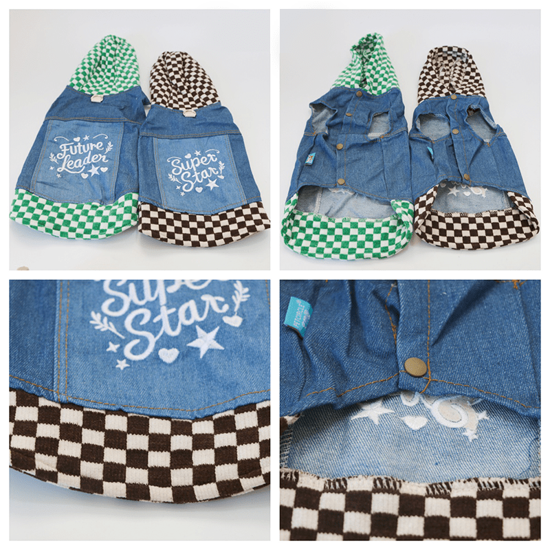 Denim Patchwork Dachshund Hoodie Jacket