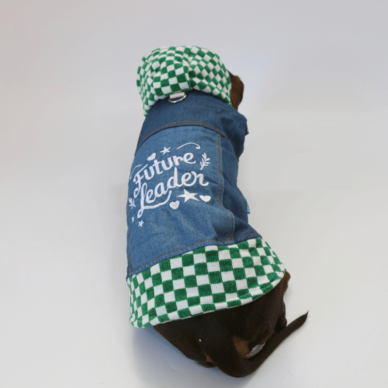Denim Patchwork Dachshund Hoodie Jacket
