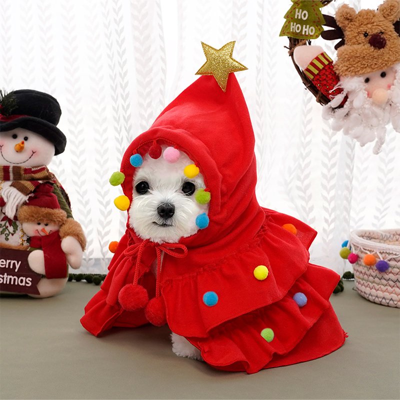Velvet Christmas Small Dog Cloak