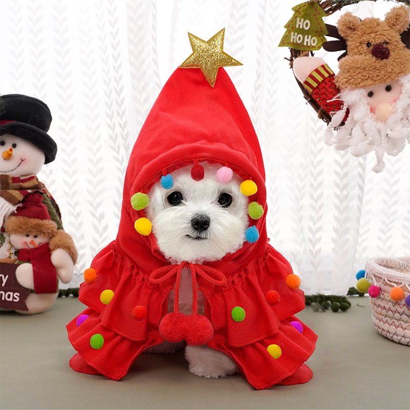 Velvet Christmas Small Dog Cloak