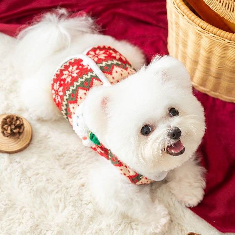 Warm Christmas Dog Knit Vest