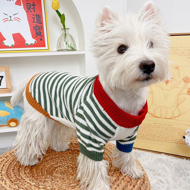 Warm Christmas Dog Sweater Stripe