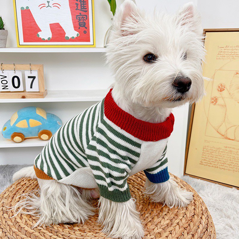 Warm Christmas Dog Sweater Stripe