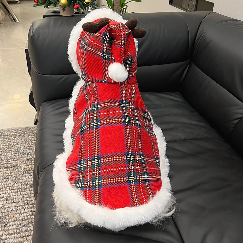 Luxurious Tartan Dog Christmas Coat