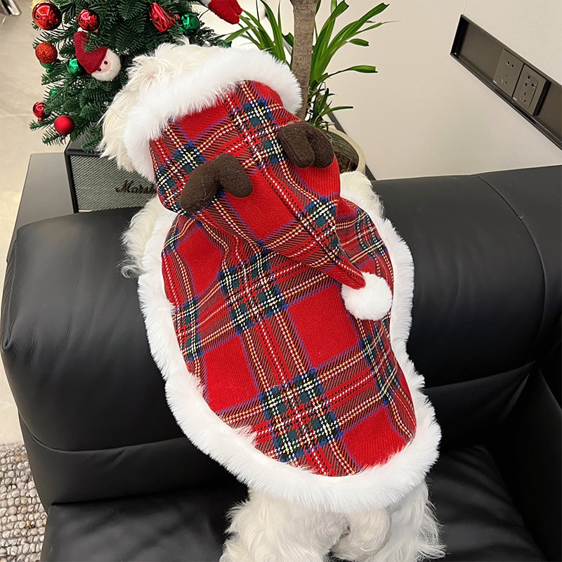 Luxurious Tartan Dog Christmas Coat