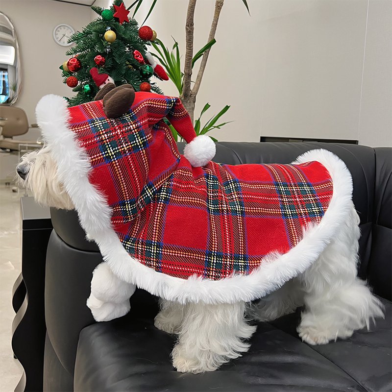 Luxurious Tartan Dog Christmas Coat
