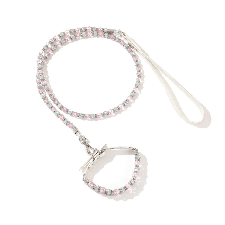 Adjustable Bling Rhinestones Dog Collar Leash Set