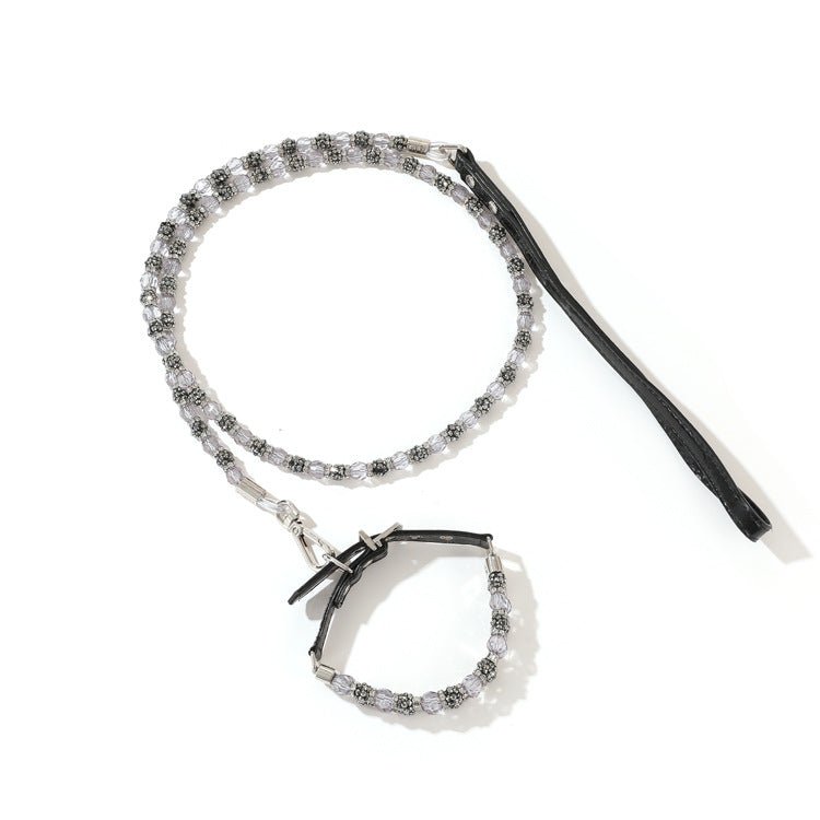 Adjustable Bling Rhinestones Dog Collar Leash Set