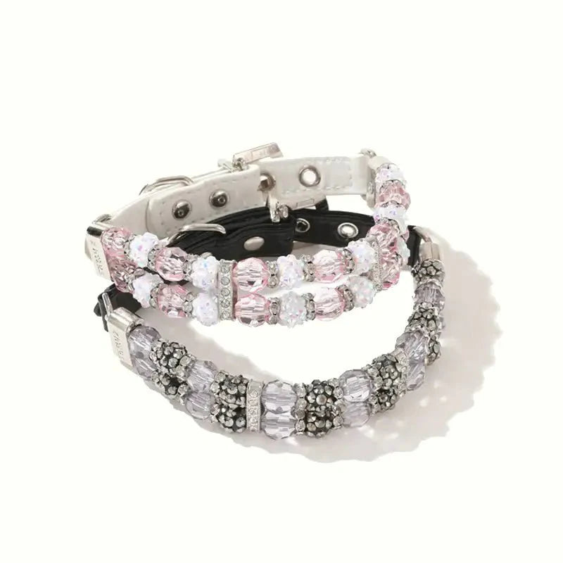 Adjustable Bling Rhinestones Dog Collar Leash Set