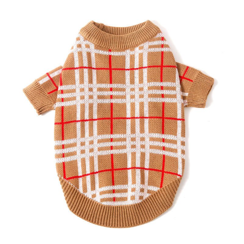 Warm Knit Dog Sweater Cream Stripe