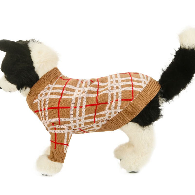 Warm Knit Dog Sweater Cream Stripe