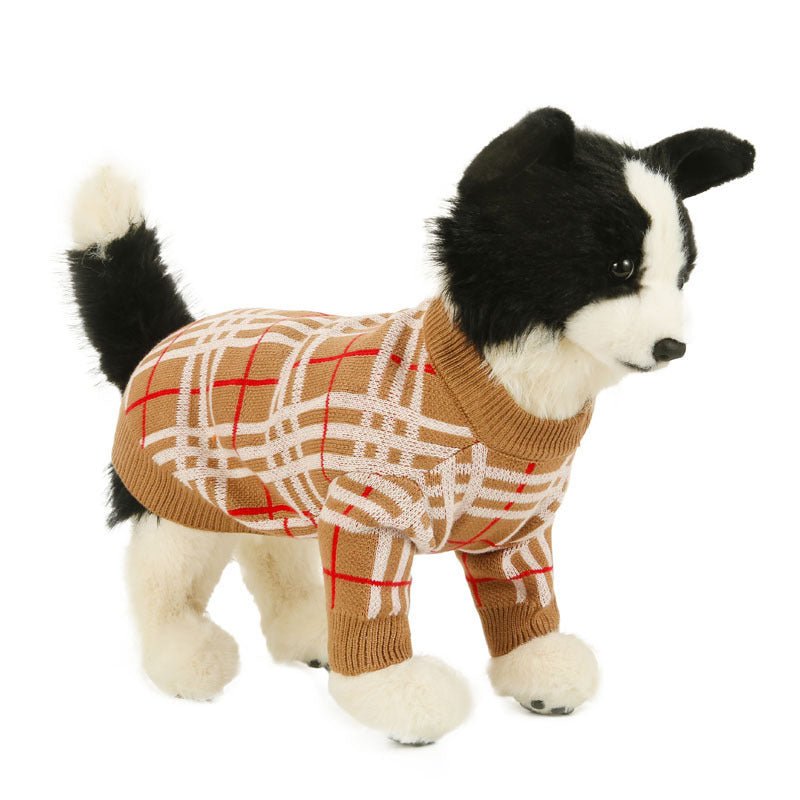 Warm Knit Dog Sweater Cream Stripe