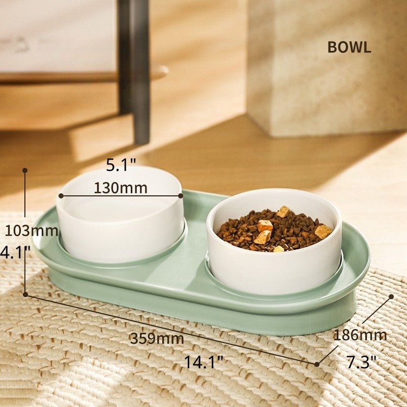 Sloped Double Pet Ceramic Bowl Set