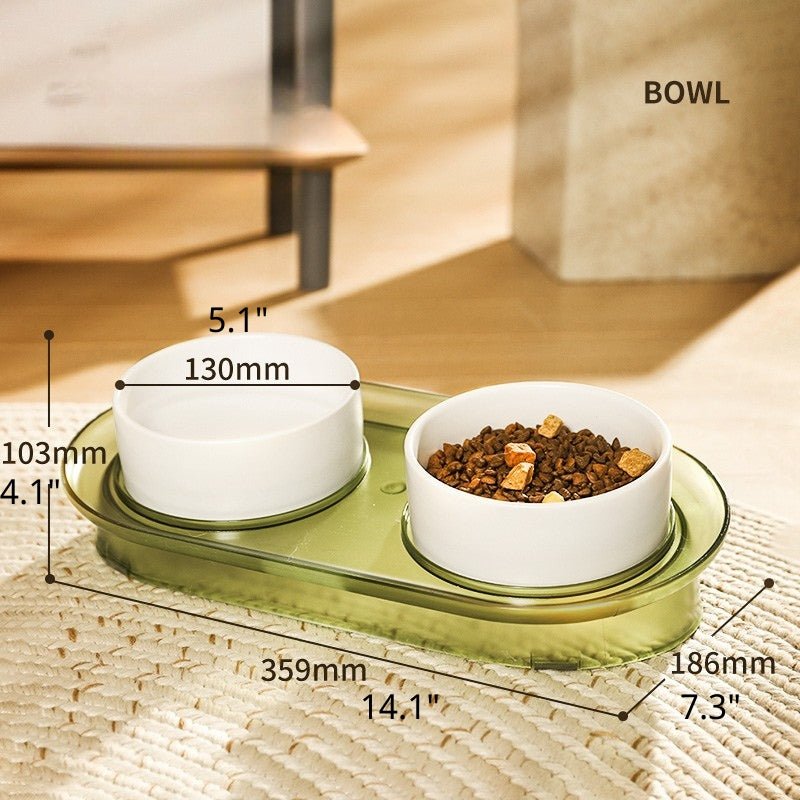 Sloped Double Pet Ceramic Bowl Set