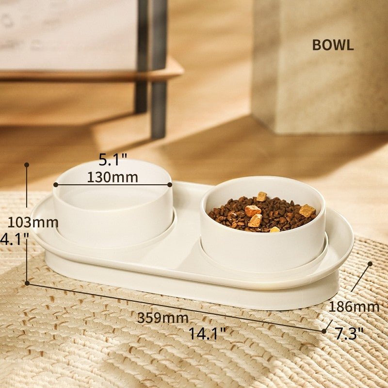Sloped Double Pet Ceramic Bowl Set